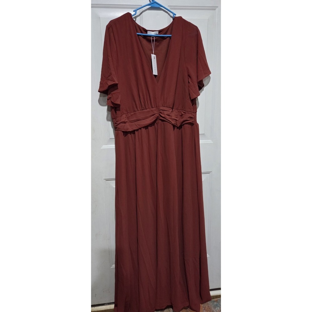 Baltic Born Ramona Short Sleeve Maxi Dress Terra Cotta/Rust Orange Women 3XL-NWT